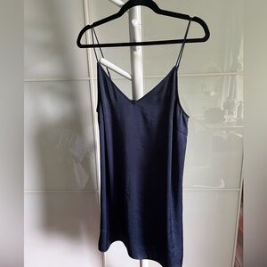 Aritzia Navy satin slip dress